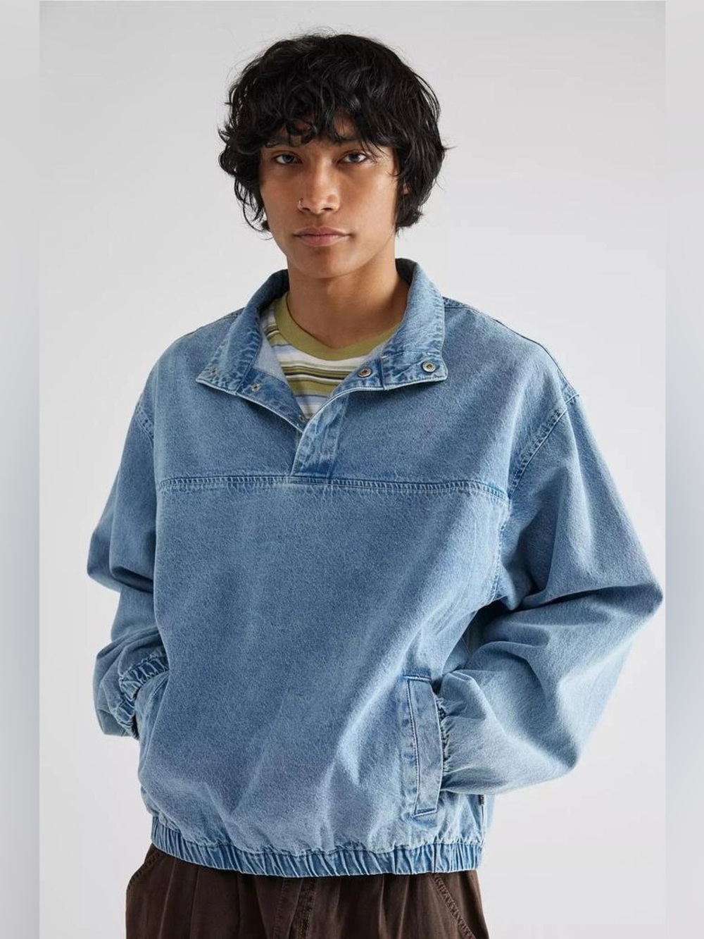 BDG UO Denim Popover Anorak Jacket Size XL